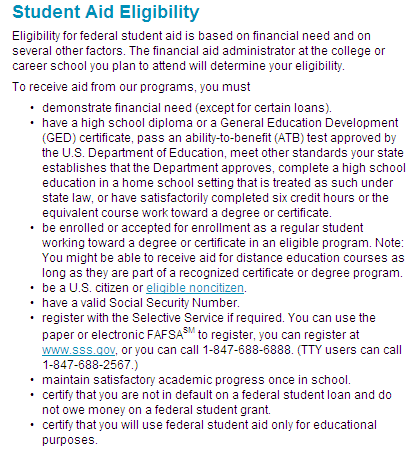 student aid requirements